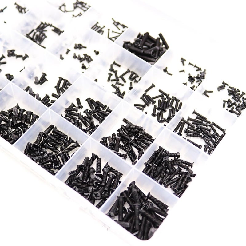 AXK 720pcs Countersunk Flat Head Phillips Small Mini Screw Set M1.4 M1.7 M2 M2.5 M3 Carbon Steel Computer Notebook Laptop Screws Kit - Image 5